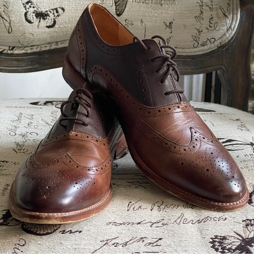 Warfield & Grand Hastings mens two tone brogue oxford wingtip brown academia